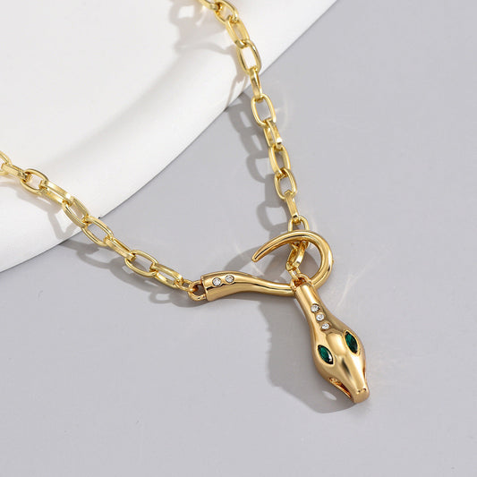 Elegant Metal Snake Diamond Studded Necklace