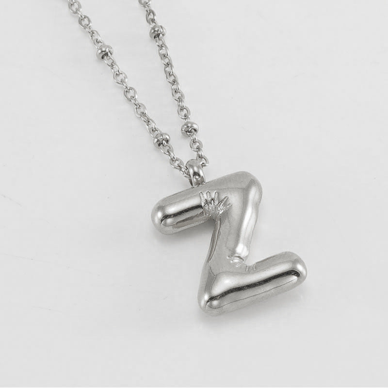 Bubble Letter Pendant Necklace A-Z