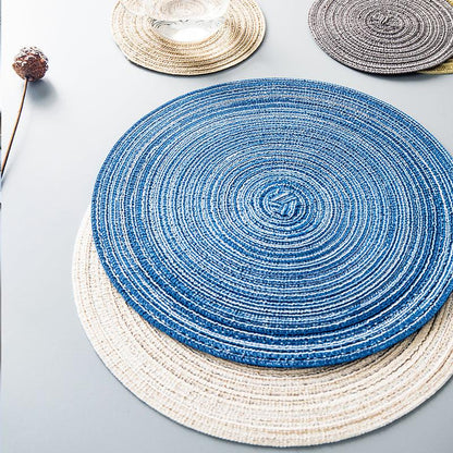 Round Braided Woven Placemats, Set of 4 Pieces