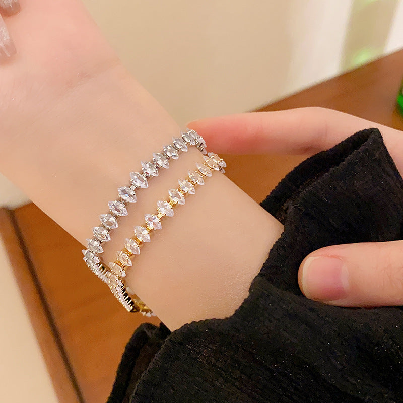 Zircon Square & Heart Bracelets