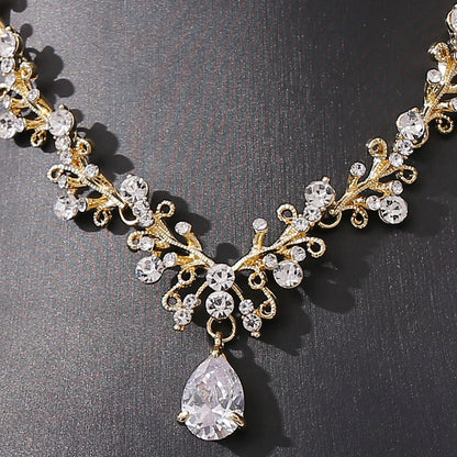 Bridal Rhinestone Zircon Necklace & Earring Set