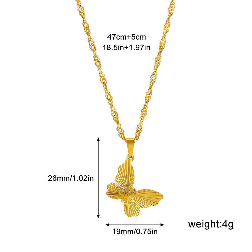 Round, Heart, Square, or Bow Design with Water Wave Chain Necklace