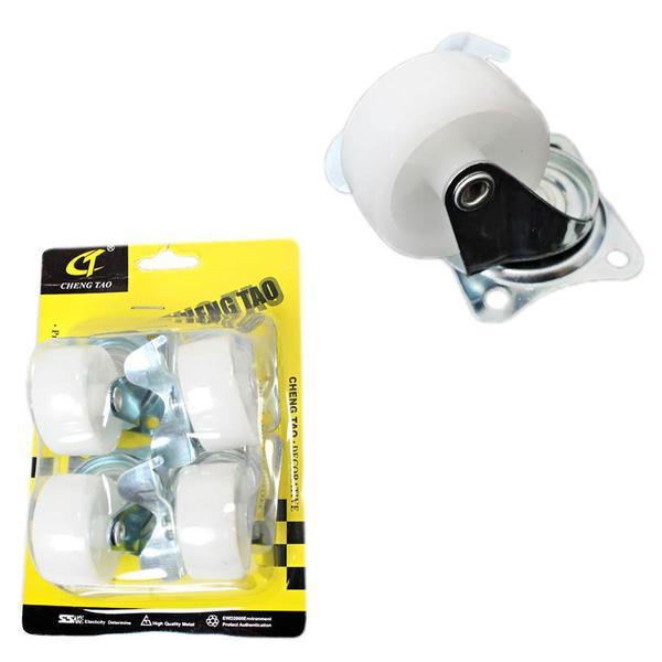 Durable White Plastic Wheels with Brackets Set for Furniture 5 x 24 cm