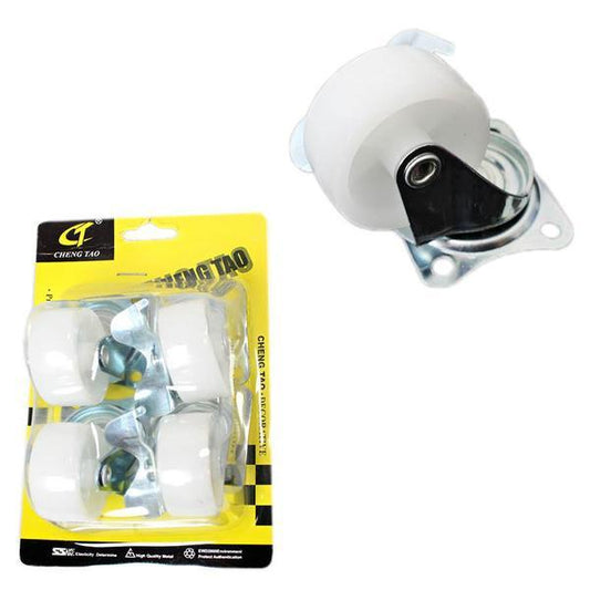 Durable White Plastic Wheels with Brackets Set for Furniture 5 x 24 cm