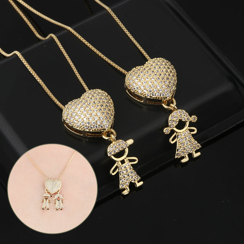 Son Daughter Heart Pendant Necklace