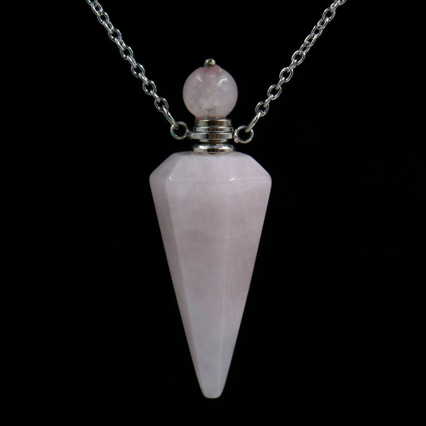 Crystal Stone Cone Perfume Bottle Necklace