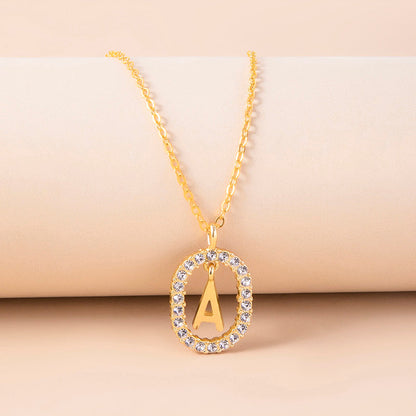 A, J, M, S Crystal Letter Necklace