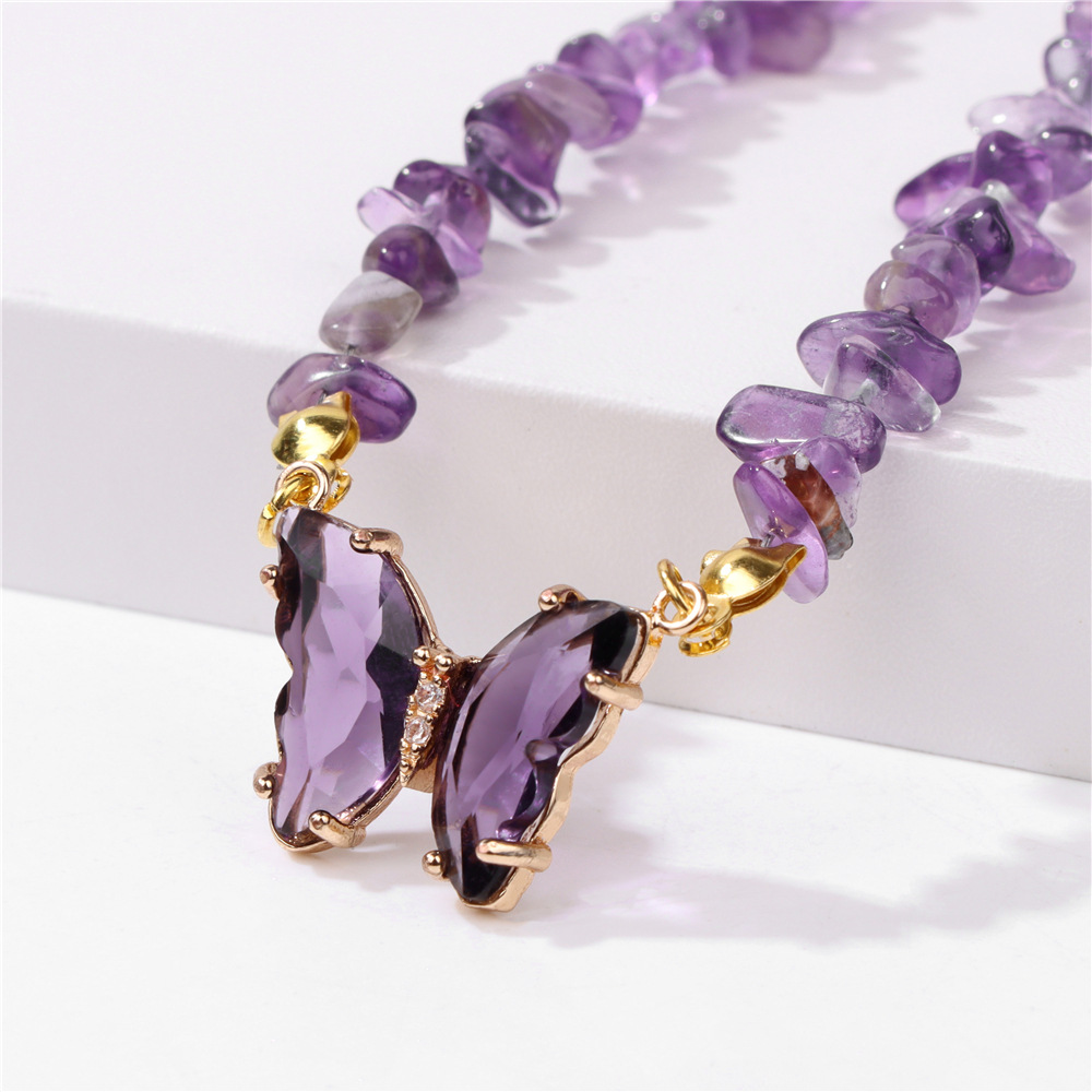 Simple and Versatile Butterfly Natural Stone Necklaces