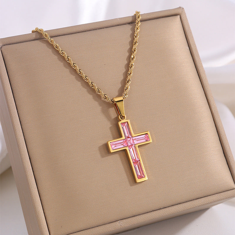Multi-Colored Cross Pendant Necklace