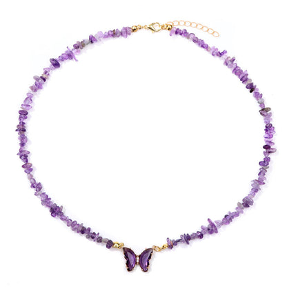 Simple and Versatile Butterfly Natural Stone Necklaces