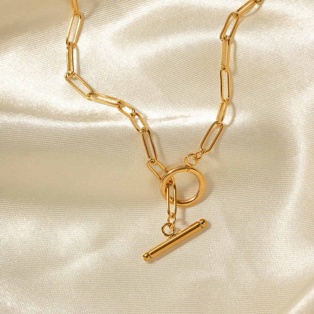 Gold Geometric Stainless Steel OT Chain Necklace