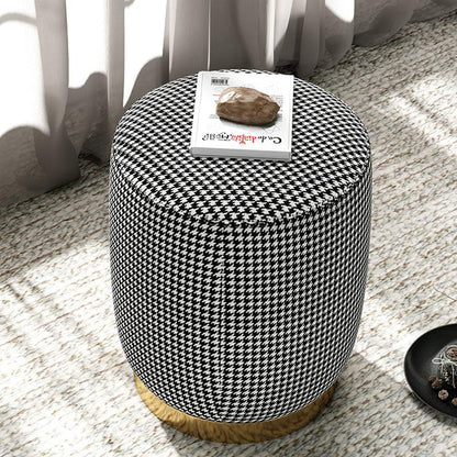 N89 Round Stool, Leather/ Velvet