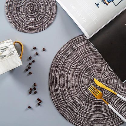 Round Braided Woven Placemats, Set of 4 Pieces