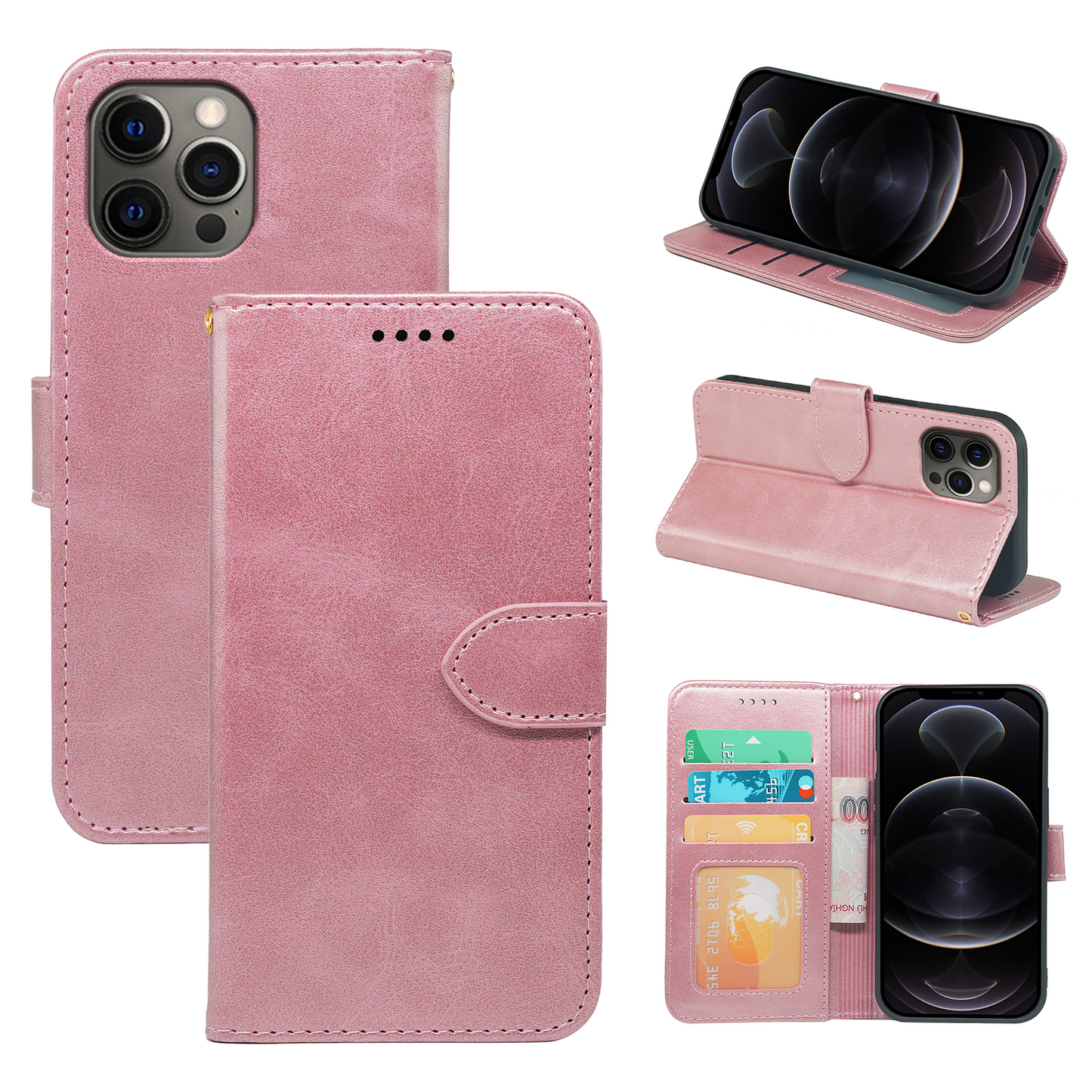 iPhone 12 Series Book Flip Leather Wallet Case with Card Holder