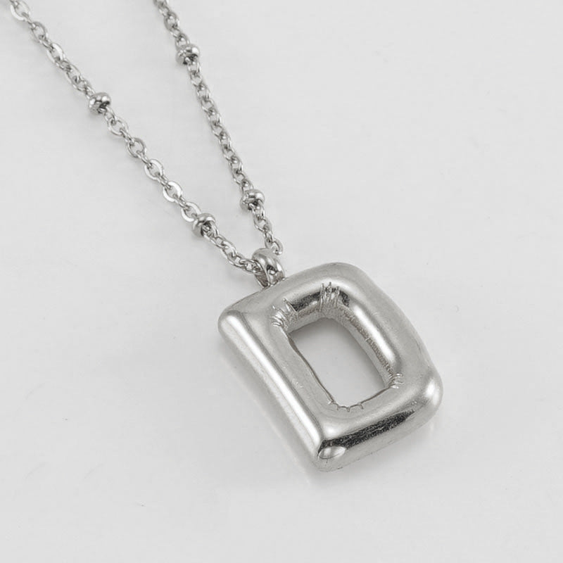 Bubble Letter Pendant Necklace A-Z