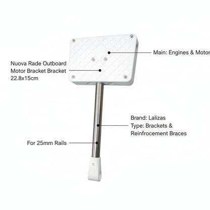Nuova Rade Rail Mount Outboard Motor Bracket 22.8x15cm White For 25mm Rails