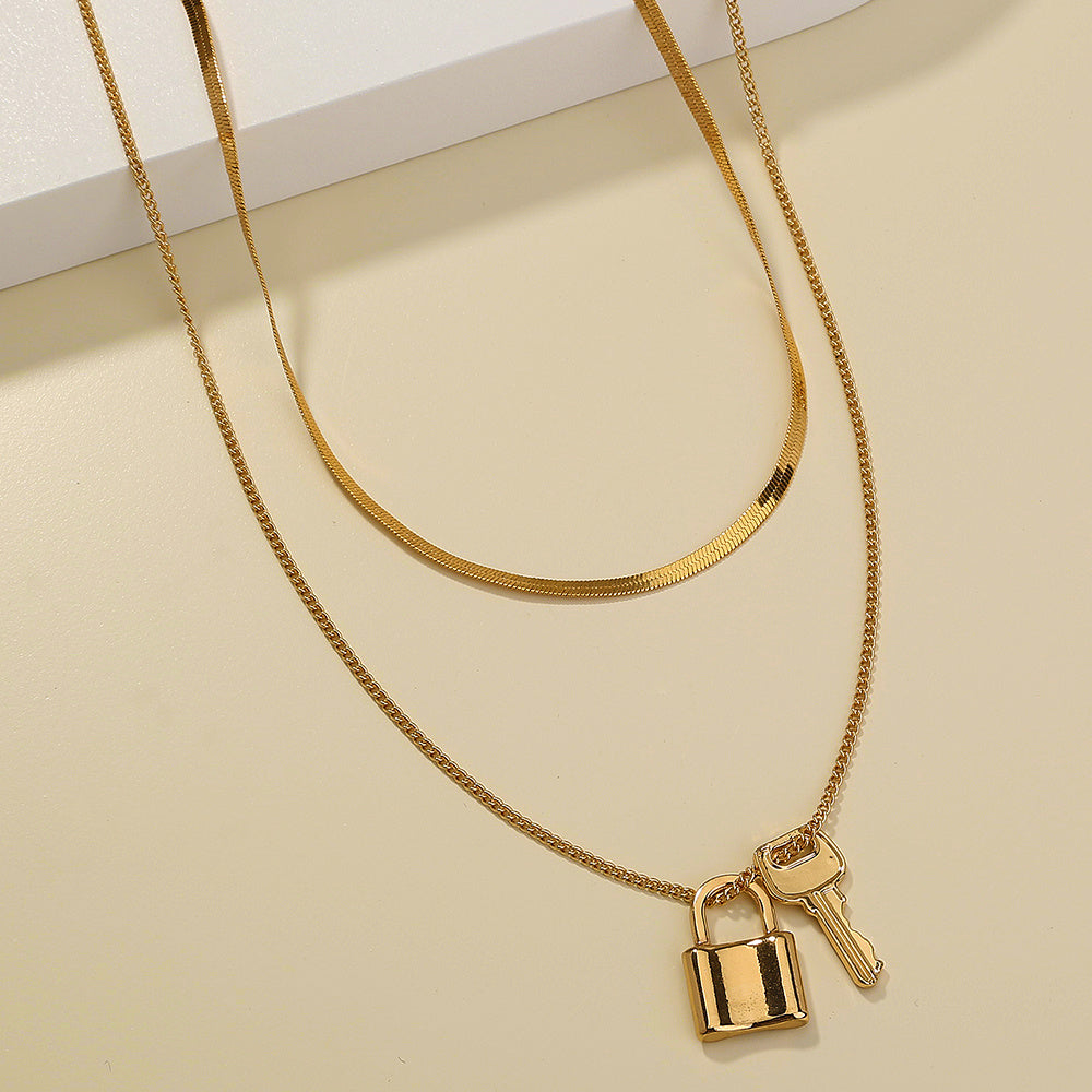 Multi-layer Valentine Lock & Key Necklace