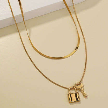 Multi-layer Valentine Lock & Key Necklace