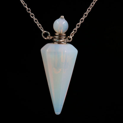 Crystal Stone Cone Perfume Bottle Necklace