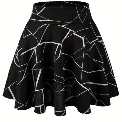 Kpop Polka Dot Print Skater Skirts, Casual Ruffle A Line Versatile Mini Skirts, Women's Clothing