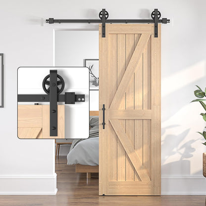 6FT Sliding Barn Door Kit Heavy Duty Single Wood Door Track Black SANKEYTEW