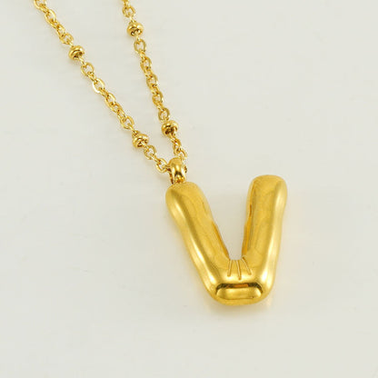 Bubble Letter Pendant Necklace A-Z