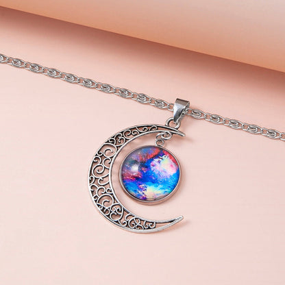 Galaxy Planet Star Glass Necklaces