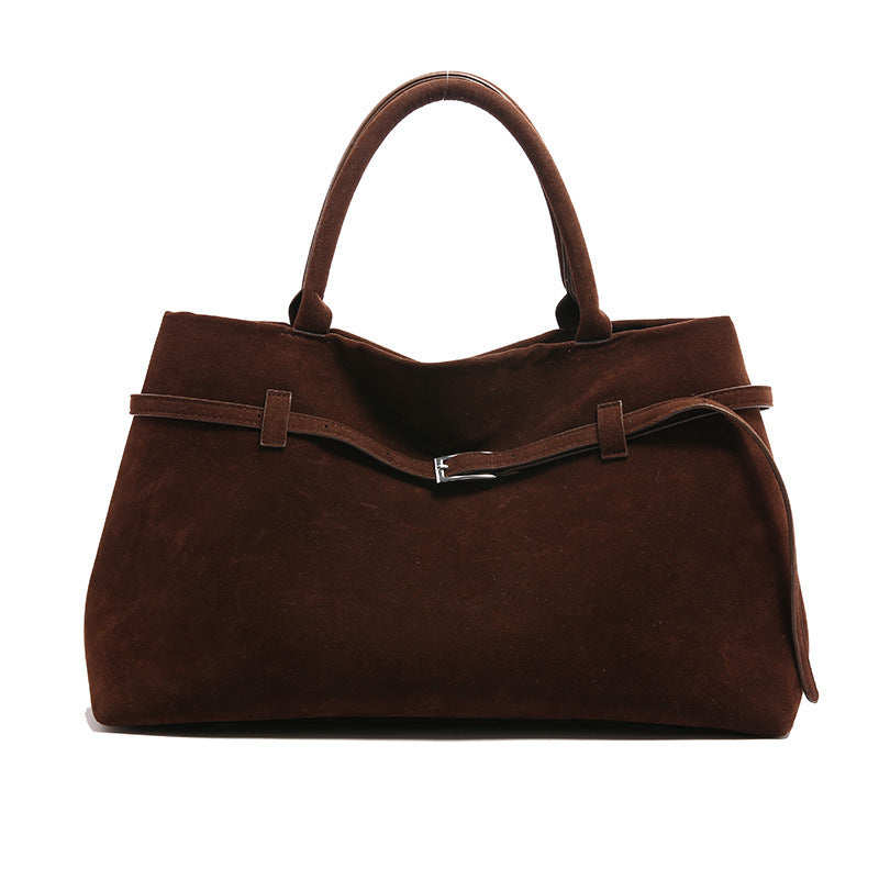 Solid Faux Suede Handbag