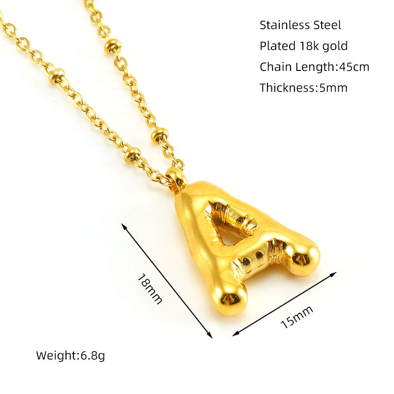 Bubble Letter Pendant Necklace A-Z