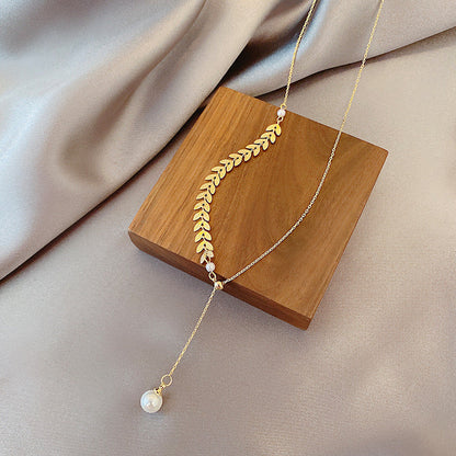 Wheat Pearl Necklace Earring Bracelet Set