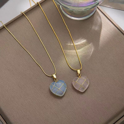 Heart Shaped Barbie Moonstone Necklace