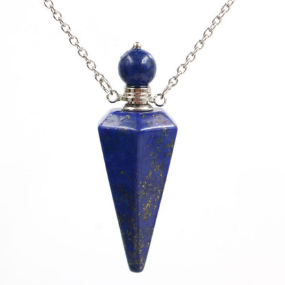 Crystal Stone Cone Perfume Bottle Necklace