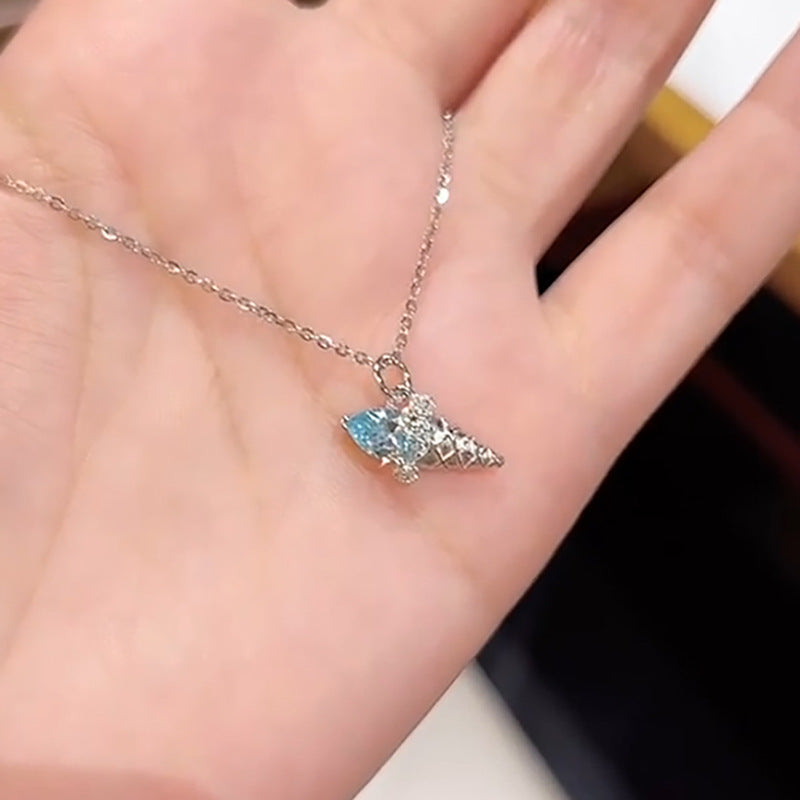 Zircon Ice Cream Pendant Necklace