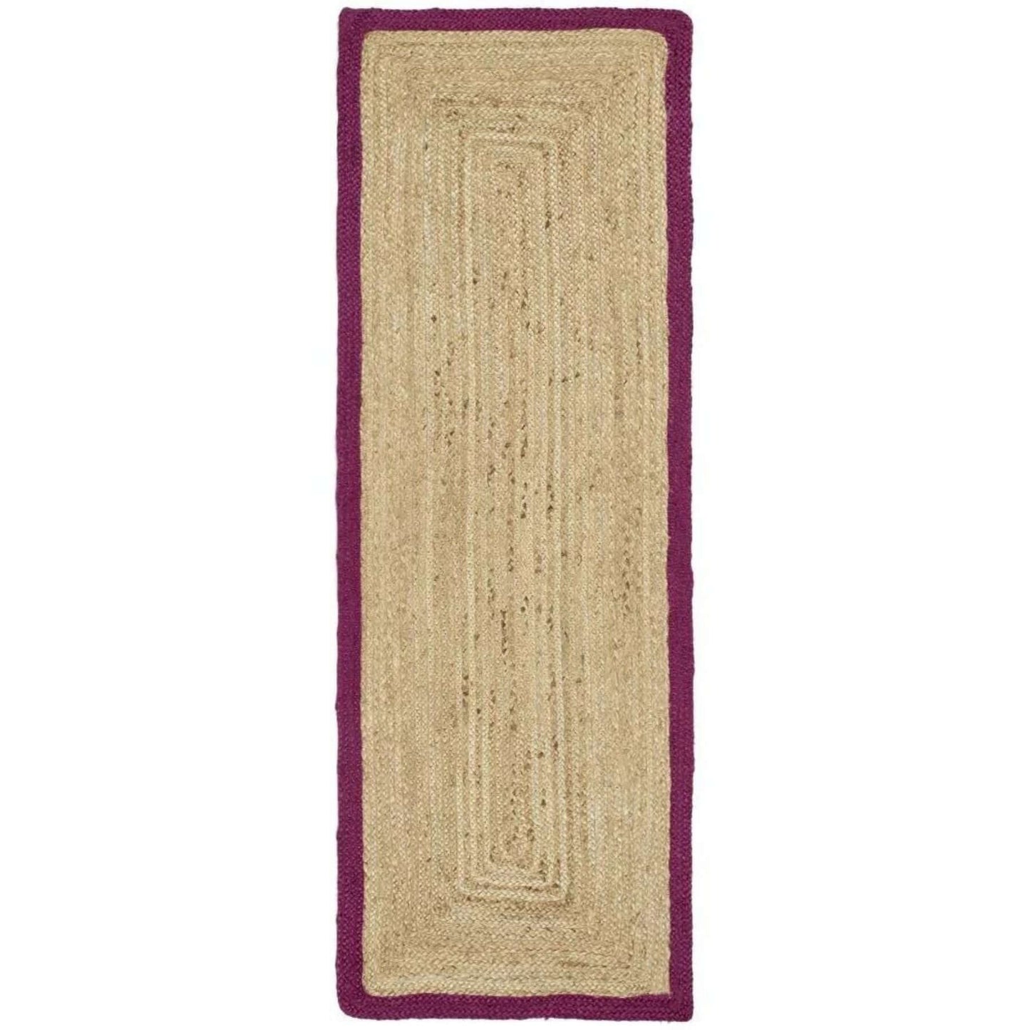 Bordered Raspberry Jute Rug