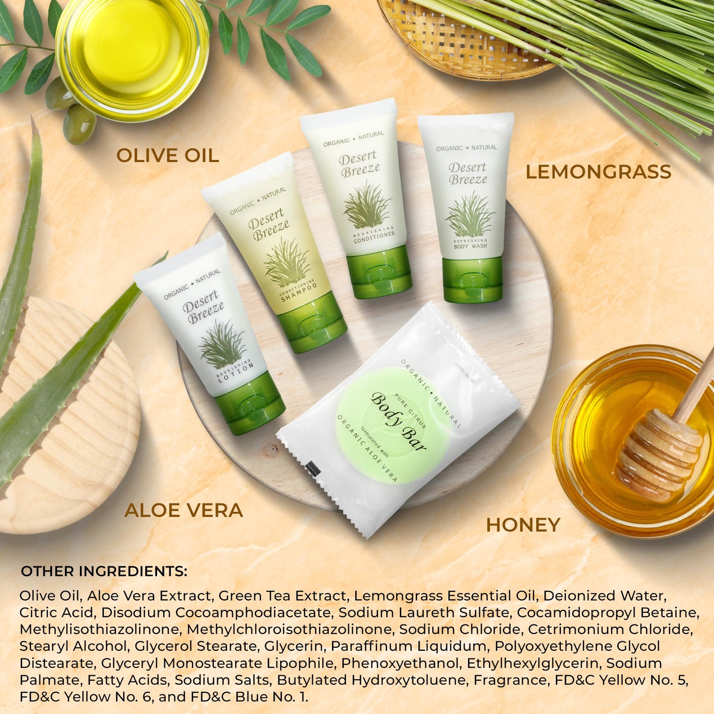 1-Shoppe All-in-Kit Travel Size Hotel Toiletry Set — 300 Count, Paraben Free, Green Tea Lemongrass, Aloe & Olive Oil