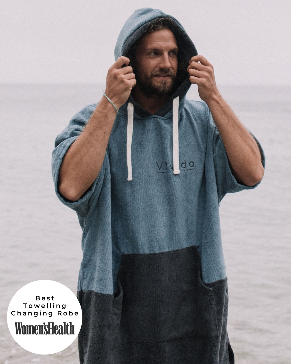 Original Blue / Grey Poncho Towel Changing Robe - Mineral Blue / Anthracite Grey