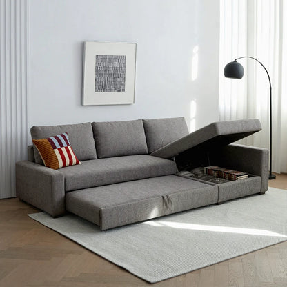 Edwards Three Seater Corner Sofa Bed With Storage, Linen