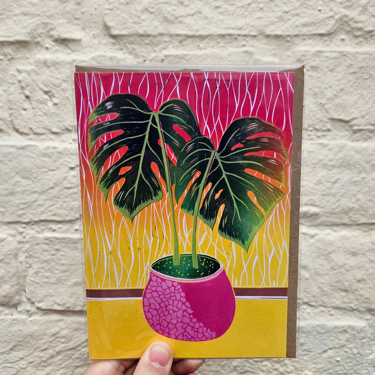 House Plant Linocut Greeting Cards - by EJ Sparkles