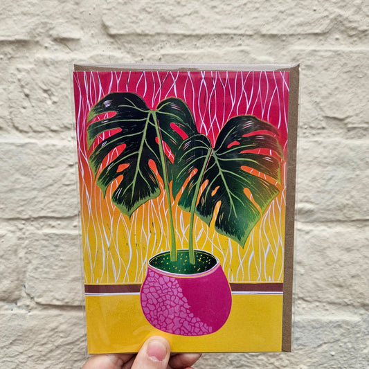 House Plant Linocut Greeting Cards - by EJ Sparkles