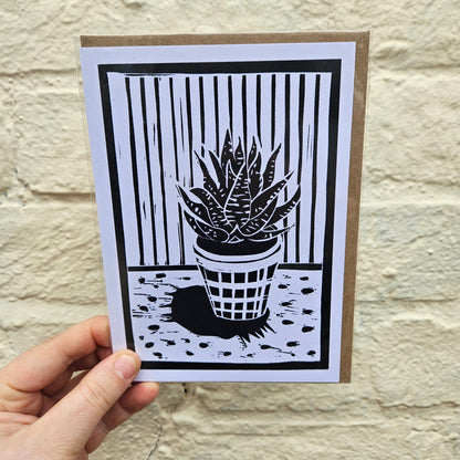 House Plant Linocut Greeting Cards - by EJ Sparkles