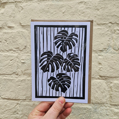 House Plant Linocut Greeting Cards - by EJ Sparkles