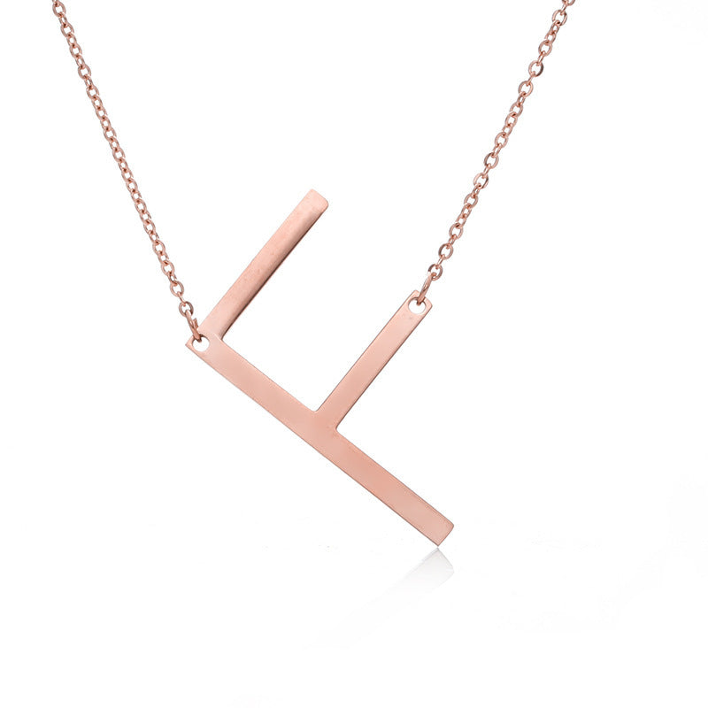 Big Initial Letter Pendant Necklace, Gold Silver, and Rose Gold