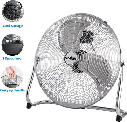 Chrome Floor Fan for Homes, Gyms, Bedrooms & Kitchens