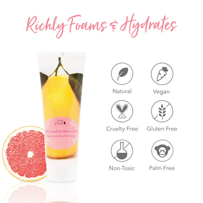 100% PURE Pink Grapefruit Shower Gel – Hydrating Body Wash for All Skin Types | Gluten-Free & Vegan | 8 fl oz