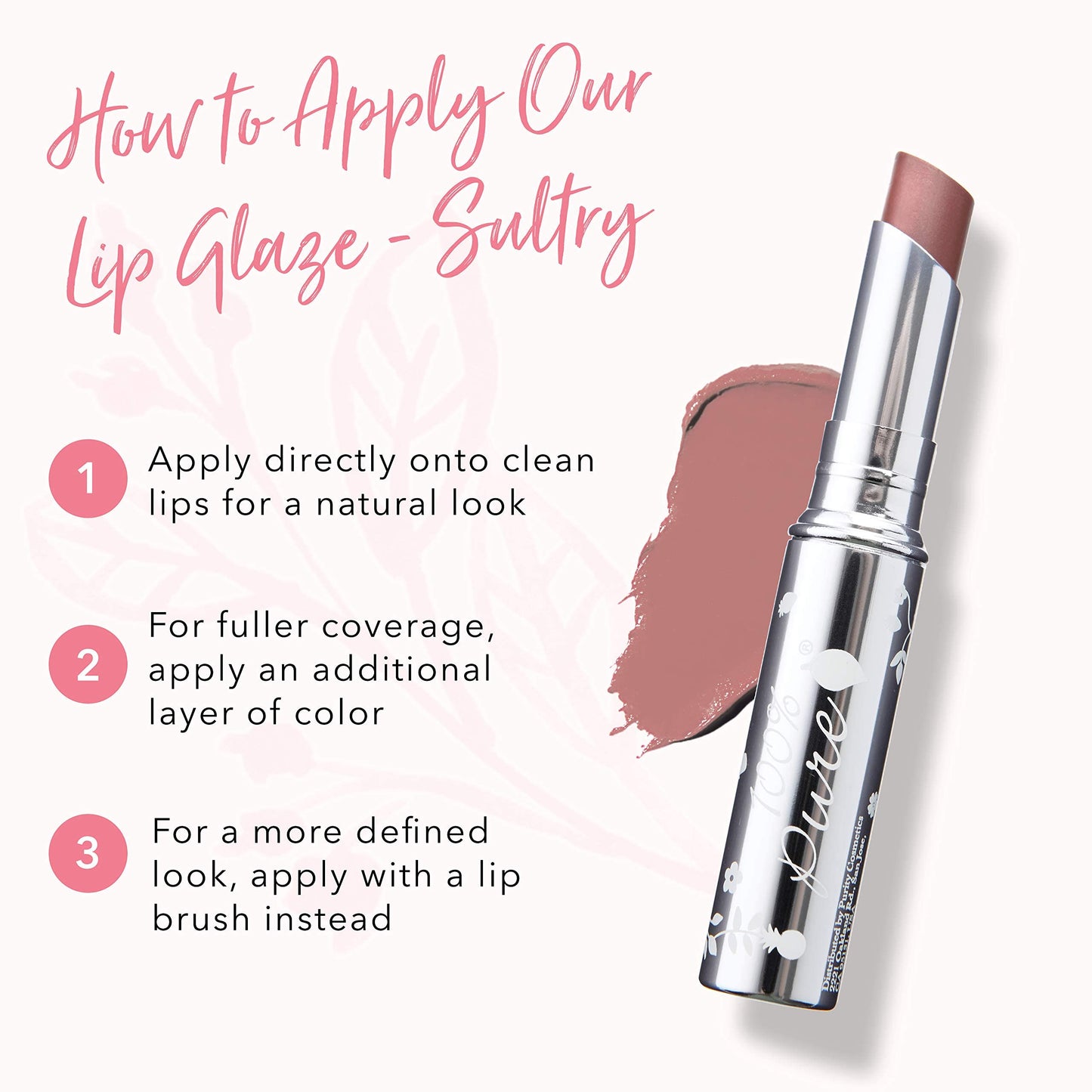 100% PURE Lip Glaze – Sultry Tinted Lip Balm with Cocoa Butter & Vitamin E (Warm Peach Brown)
