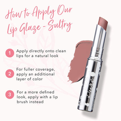 100% PURE Lip Glaze – Sultry Tinted Lip Balm with Cocoa Butter & Vitamin E (Warm Peach Brown)
