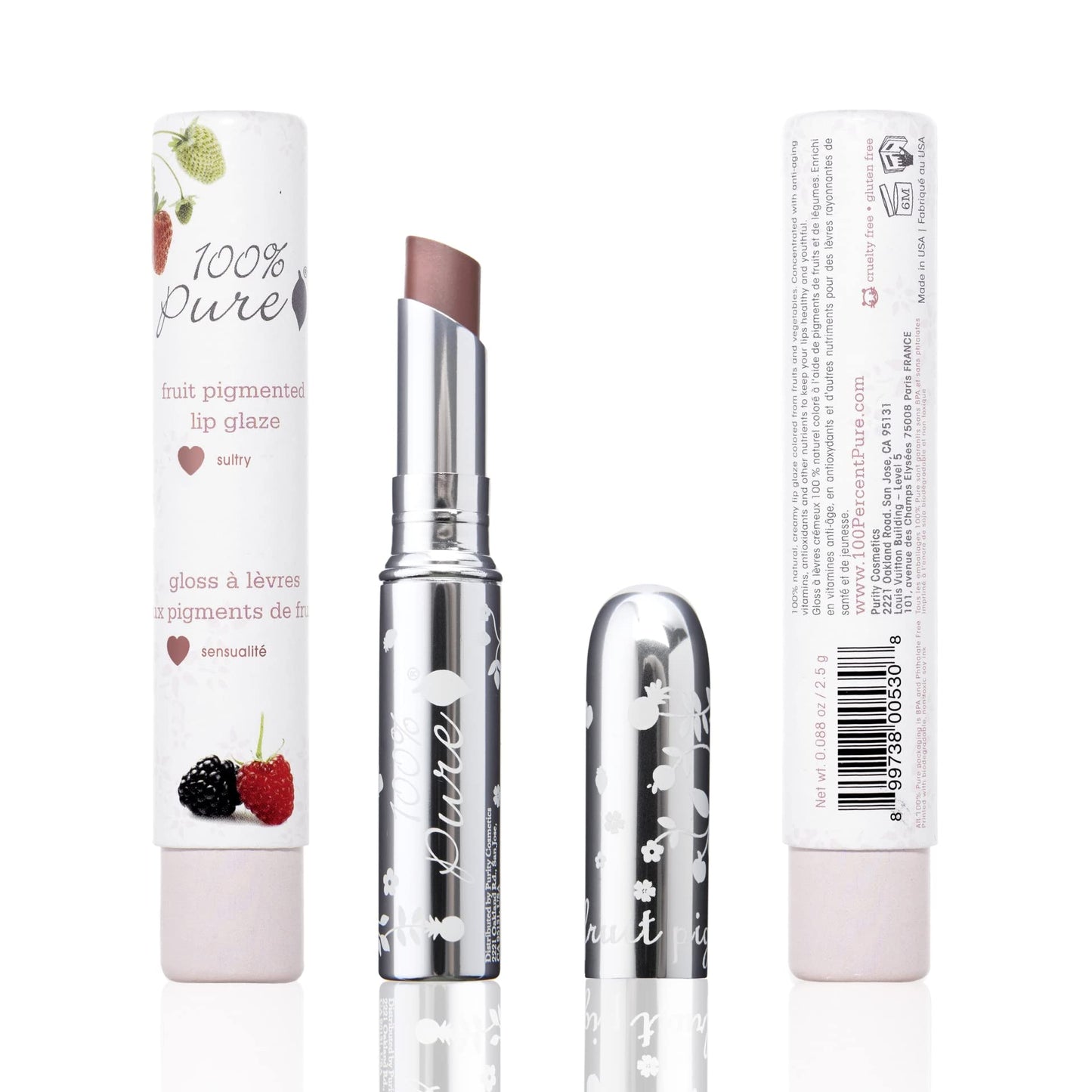100% PURE Lip Glaze – Sultry Tinted Lip Balm with Cocoa Butter & Vitamin E (Warm Peach Brown)