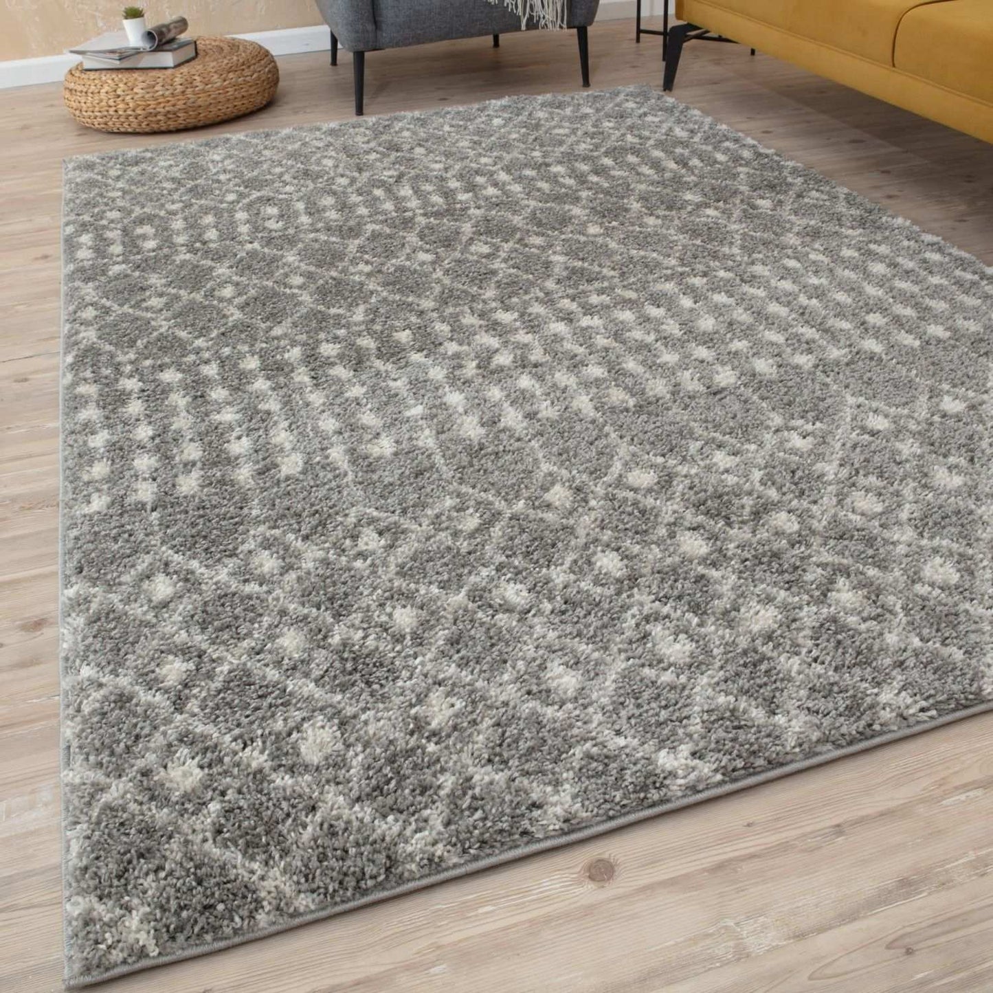 Moroccan Grey Shaggy Rug | 1010