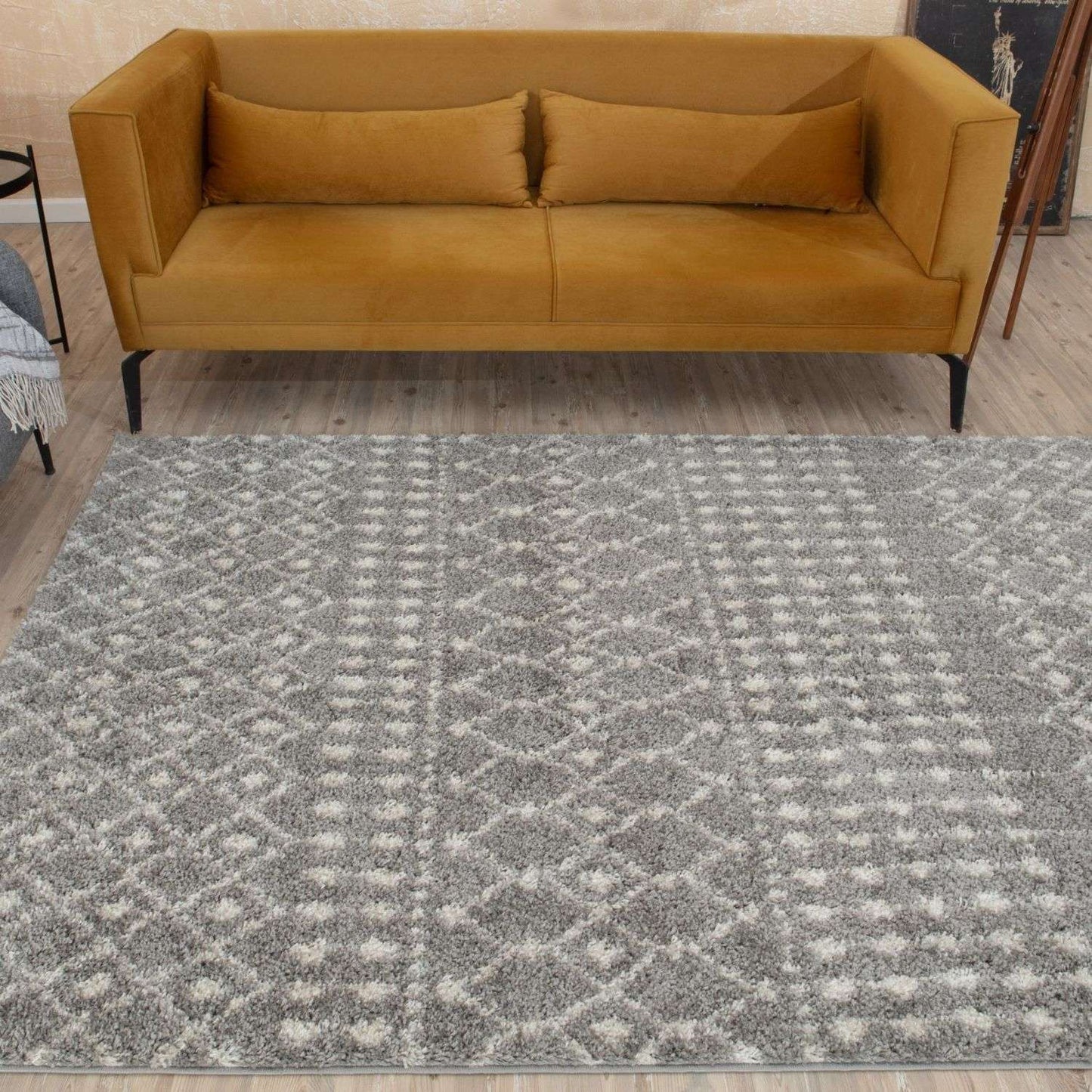 Moroccan Grey Shaggy Rug | 1010
