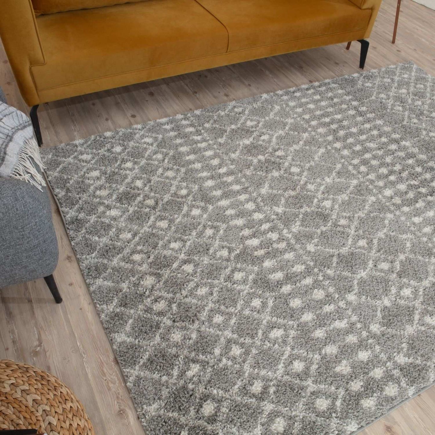 Moroccan Grey Shaggy Rug | 1010